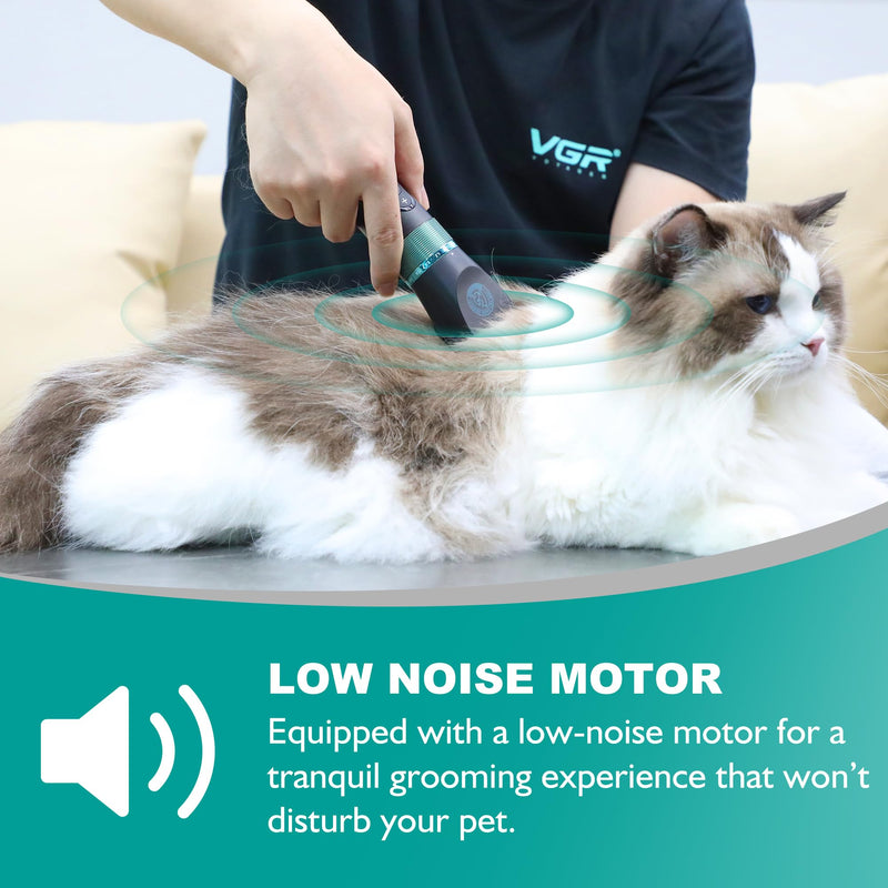 VGR Dog Grooming Clippers Cordless Professional for Thick, Curly Hair/Coats Kit - Pet Trimmer/Shaver - Waterproof - Electric Rechargeable Battery via USB-C - Ceramic Blades - Cat Matted Fur, Puppy