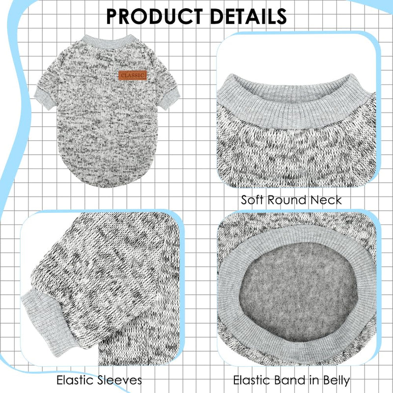 3 Pack Dog Sweaters for Small Dogs Girl Boy Dog Winter Fleece Clothes Warm Soft Dog Sweatshirt Outfit for Dog Cat Pet Apparel - PawsPlanet Australia