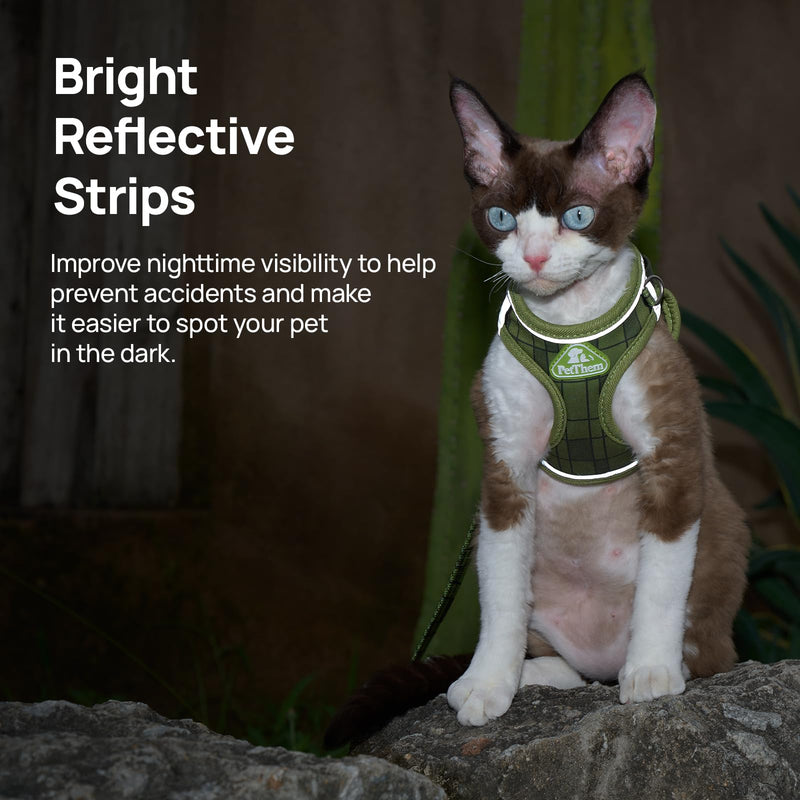 Cat Harness and Leash Set, Step-in Escape Proof Adjustable Vest Harness for Small Medium Large Cats, Lightweight Soft Breathable Reflective Kitten Harness for Walking Travel, Camping(Green, M) M Chest: 45-50cm(17.7"-19.7") Green Growling Crocodile - PawsPlanet Australia