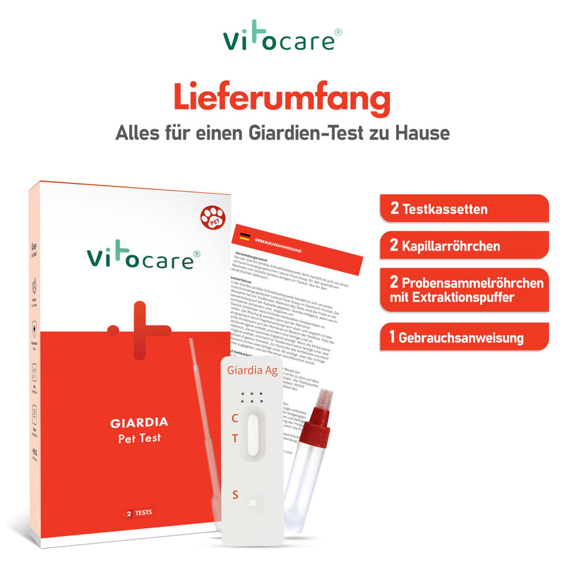 AQUANEXO Giardia Test for Dog & Cat - Set of 2 for Home - Can be Used in 10 Minutes - Hygienic, Simple, No Prior Knowledge - Includes Complete Test Kit - Vitocare