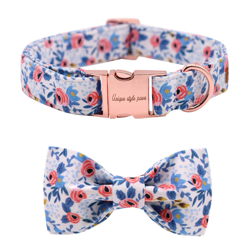 Unique style paws Dog Collar Bow tie Collar Adjustable Collars for Dogs and Cats Small Medium Large XL BlueFlower - PawsPlanet Australia