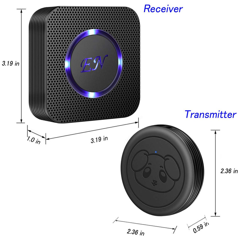 EverNary Dog Door Bell Wireless Doggie Doorbells for Potty Training with Warterproof Touch Button Dog Bells Included 1 Receiver and 3 Transmitters Black - PawsPlanet Australia
