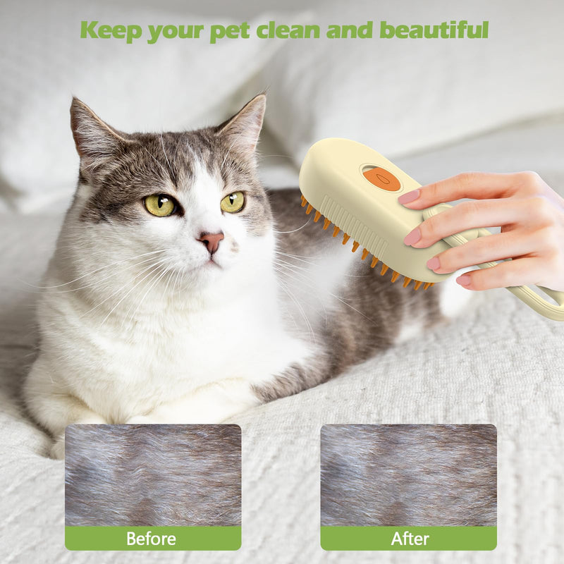 KeeKit 3-in-1 Cat Steam Brush, Self Cleaning Steam Cat Brush with USB Power Interface, 84 Comb Teeth, for Removing Tangled and Loose Hair, Massage Steam Brush for Cats and Dogs - PawsPlanet Australia