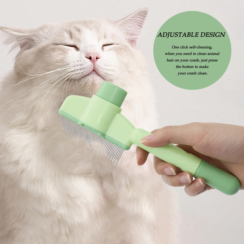 3 Pcs Flea Comb For Cats Dogs Self Cleaning Pet Hair Removal Tool Flea Lice Comb Grooming Brush For Shedding Indoor Kittens With Release Button Long And Short Stainless Steel Metal Teeth. - PawsPlanet Australia