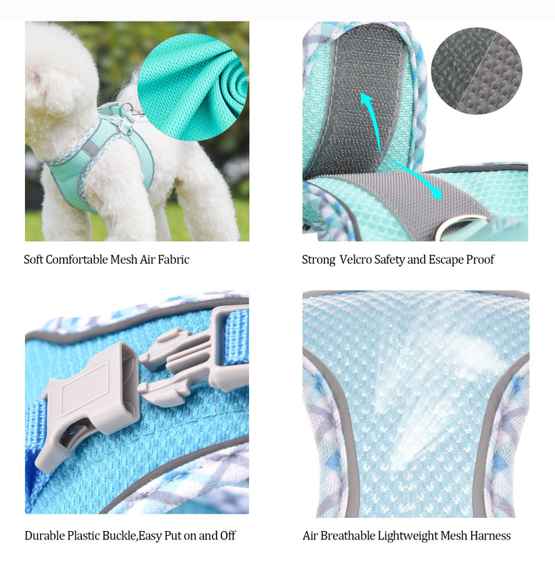 Step in Mesh Dog Harness and Leash Set - Breathable Air Mesh Reflective Escape Proof Vest - No Choke, Lightweight XXS(neck:8.5"-9.5",chest:10"-11.5") Pink - PawsPlanet Australia