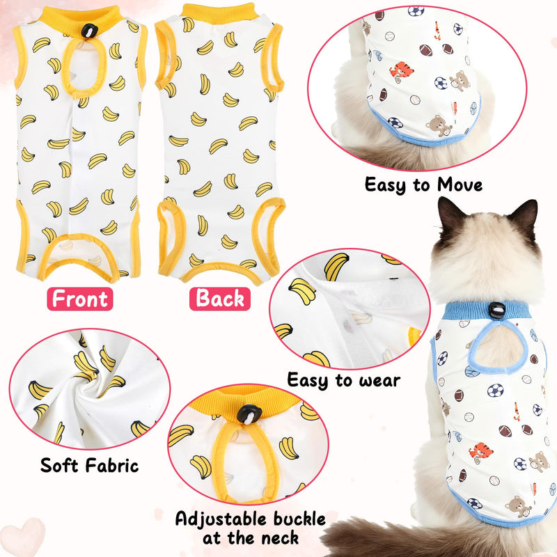 6 Pack Recovery Suit for Cats, Breathable Female and Male Onesie Cat Recovery Suit E Collar Alternative Pajama for After Surgery Spay Abdominal Skin Anti Licking(Medium)