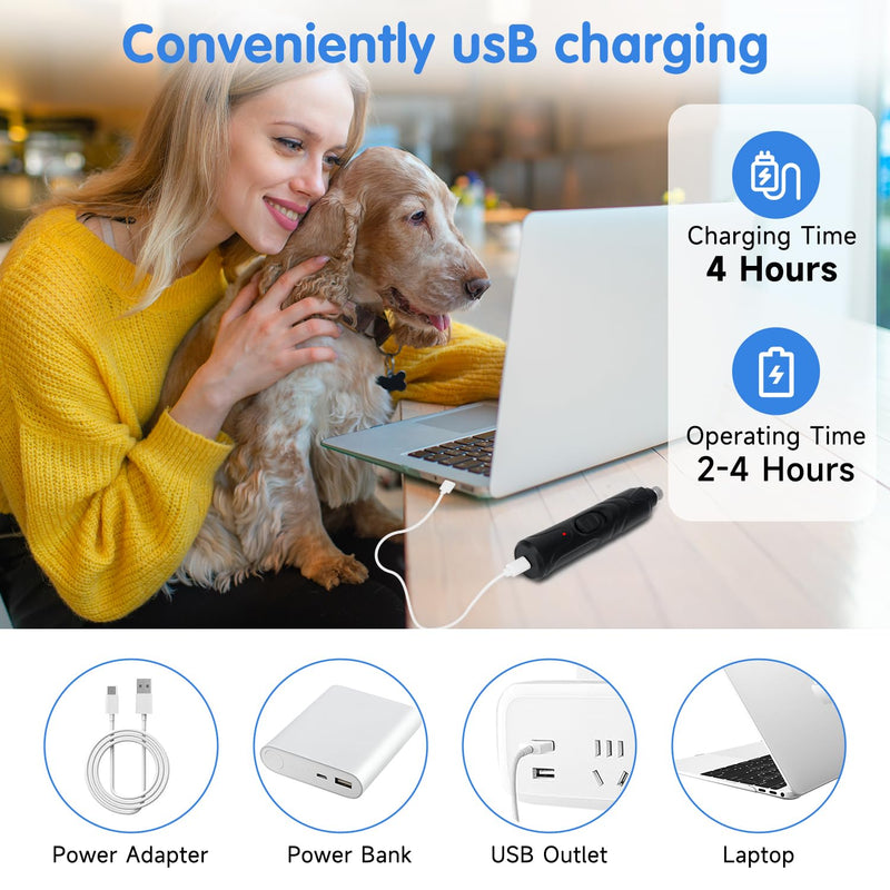 OWill Dog Nail Grinders with Nail Clippers,Professional Dog Claw Grinder Electric Dog Nail Trimmer with LED Light,Rechargeable Nail Clippers Silent for Large Medium Small Dogs