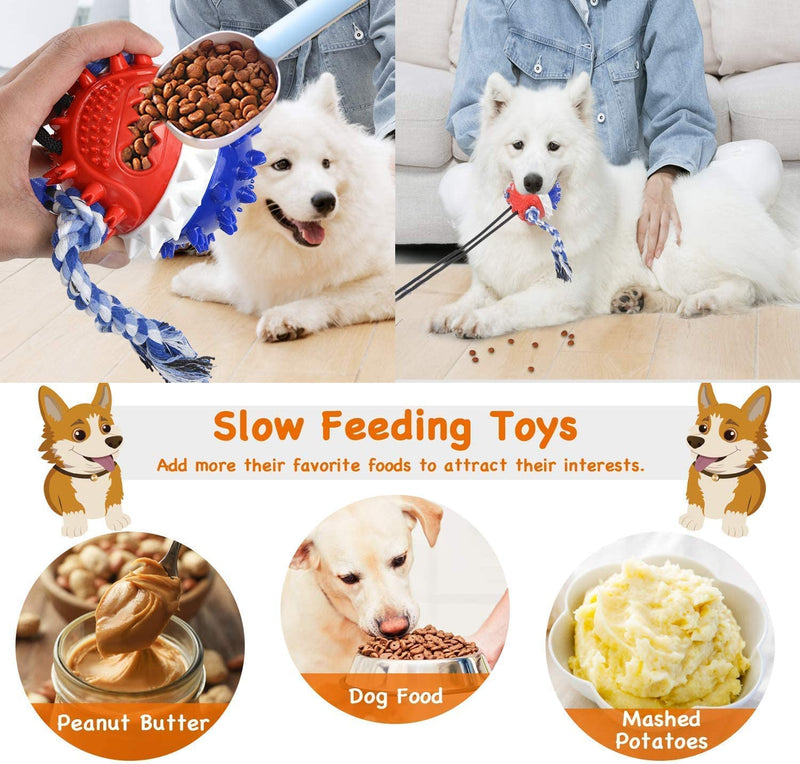 Suction Cup Dog Toy for Aggressive Chewers，Dog Rope Ball Interactive Tug of War Toy, Puppy Tug Toy Squeaky Ball Puzzle Toys for Teeth Cleaning Toys for Small Medium Large Dog Suction Cup Dog Toy