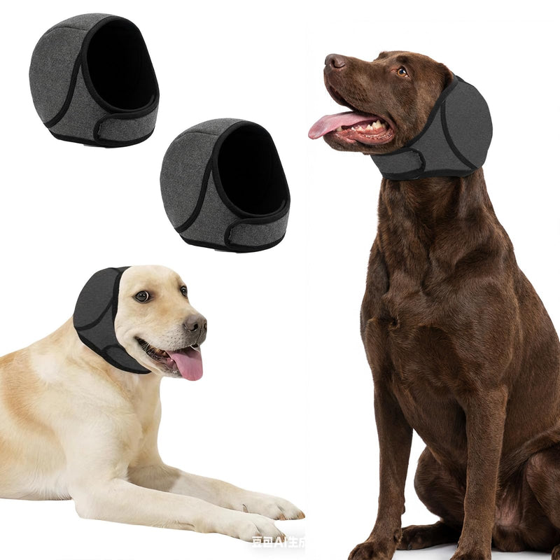 2 Pack Dog Ear Defenders, Waterproof Adjustable Dog Ear Protection Snood Noise Cancelling, Calming Ear Muffs & Hood for Bathing, Grooming, Swimming, Thunder & Fireworks Anxiety (M)