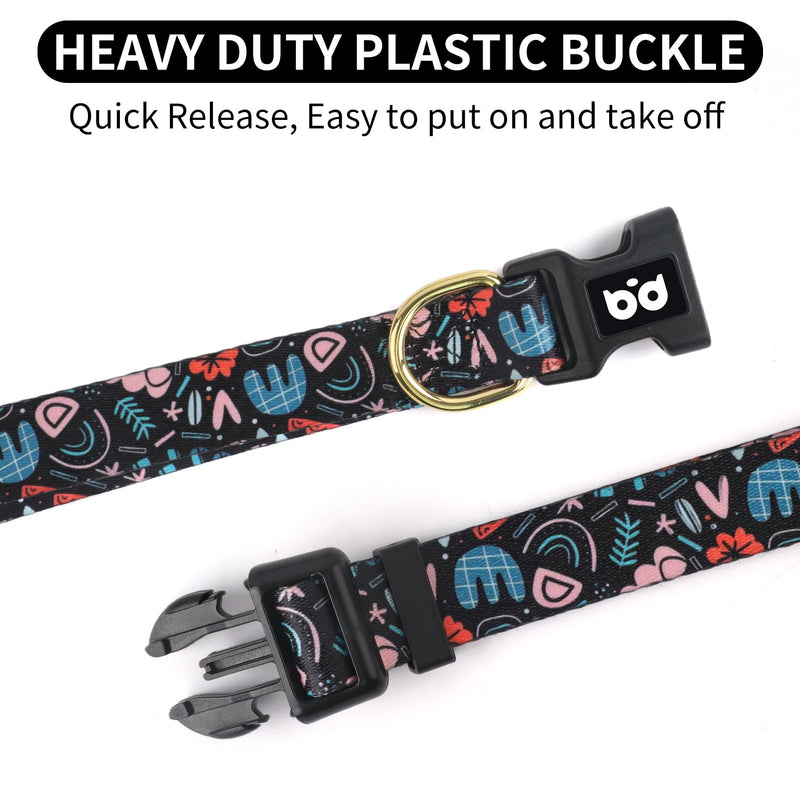 QQPETS Adjustable Soft Dog Collar: Print Flower Pink Multicolor Cute Patterns for XS Small Medium Large Pet Girl Boy Puppy Walking Running Training - PawsPlanet Australia