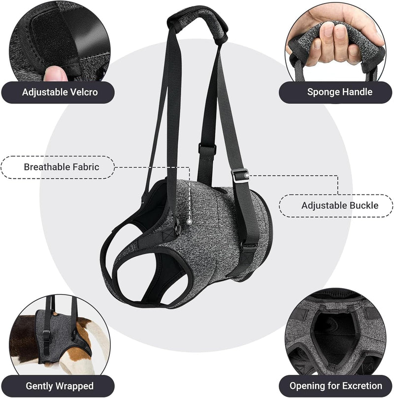Dog Lifting Harness, Leg Support for Back Slings for Injured Disabled Elderly Dogs Walking Aid, Leg Brace Adjustable Lift Harness, Hind Leg Dog Support Strap for Small Medium Large Dogs(S) S