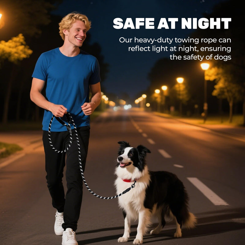 6 FT Heavy Duty Dog Leash with Soft Padded Handle, Highly Reflective Rope Dog leashes for Large Medium Small Dogs Night Walking Hiking Outside, 1/2 inch, Black - PawsPlanet Australia