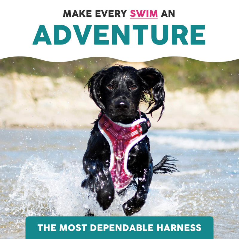 Embark Sports Dog Harness - Medium Dog No Pull with Light, Breathable Design - Pink Vest with Handle for Control, Easy On/Off, Size Adjustable - PawsPlanet Australia
