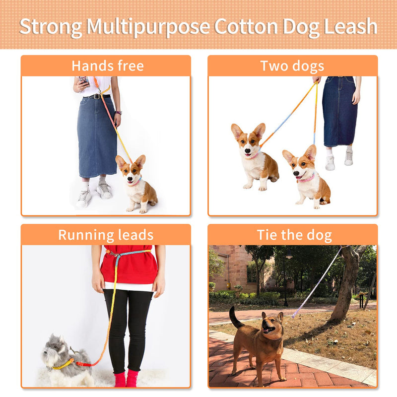 Tesitehi Multifunctional Rope Dog Leash 7.5 FT with Adjustable Double Swivel Hook Hands Free for Small Medium and Large Dogs Running Hiking Camping Walking Colorful Macaron - PawsPlanet Australia
