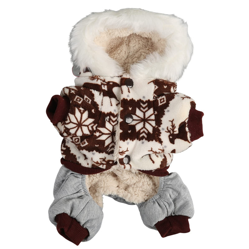 Christmas Dog Hooded Coat Thick Snowflake Elk Dog Winter Jacket for Small Medium Dogs (M)