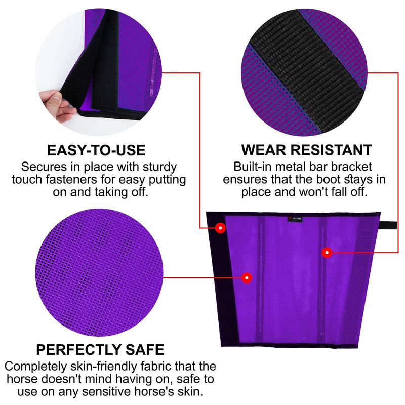 Horse Fly Boots, Breathable Mesh Protection Set of 4, Comfortable Horse Leggings, Breathable Mesh Design, Equine Supplies for Reduce Stomping, Hoof Damage & Leg Fatigue (Purple, Large) Purple Large (For average horses)