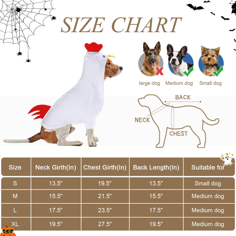 DELIFUR Dog Halloween Chicken Costume - Dog Thanksgiving Hoodies for Small Medium Pet Cute Animal Clothes Cosplay Sweatshirt for French Bulldog (Back 17.5") Back 17.5"