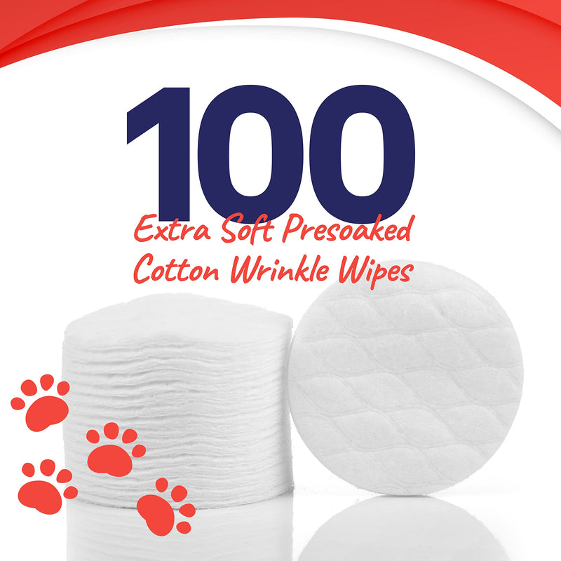 Petpost | Bulldog Wrinkle Wipes for Dogs - Cleans and Soothes Pug Wrinkles and Folds - Ultra Soft Cotton Pads in Coconut Oil Solution 100 ct. 100 ct.