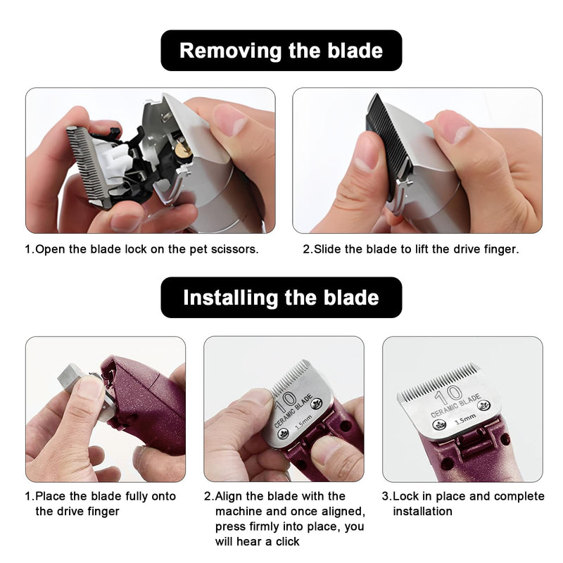 Detachable Pet Dog Clipper Blades, Compatible with Size-10 (1.5mm), Most Oster A5, KM Series Clippers,Made of Stainless Steel Blade 2Pack 102P - PawsPlanet Australia