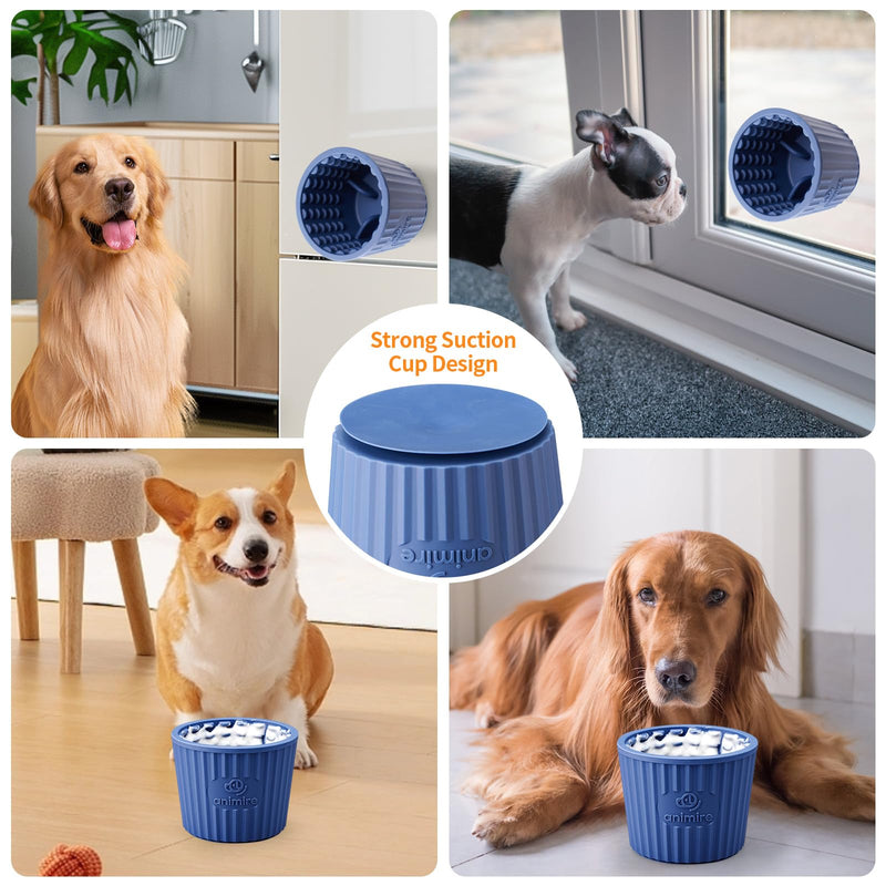 Dog Lick Bowl, Anxiety Relief Dog Licking Mat Freezer Treat Dispenser, Non-Slip Anti-Choking Silicone Slow Feeder Lick Bowl for Small Medium & Large Breed Dogs, BPA Free(Deep Blue,S) S Deep Blue - PawsPlanet Australia
