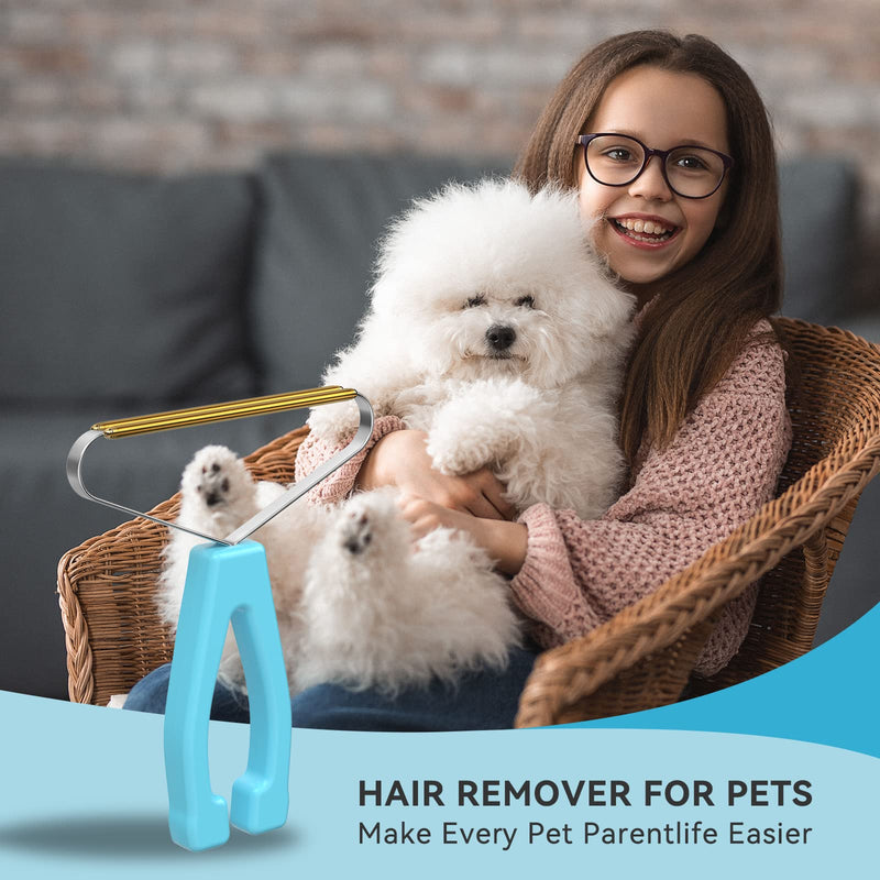 Pet Hair Remover, Dog and Cat Hair Remover, Wool Hair Remover, Carpet Rake for Pet Hair Removal, Carpet Rake, Pile Brush, Hand Shaver for Carpets, Car Cushions, Sofas, Pet Beds, Furniture & Rug Blue 2 - PawsPlanet Australia