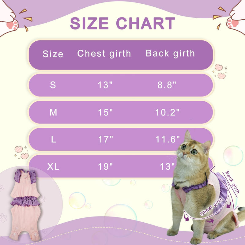 Cat Recovery Suit,Kitten Onesie After Surgery,E-Collar Alternative for Abdominal Wound and Skin Diseases,Soft Breathable Bodysuit After Spay（Pink-l） l pink
