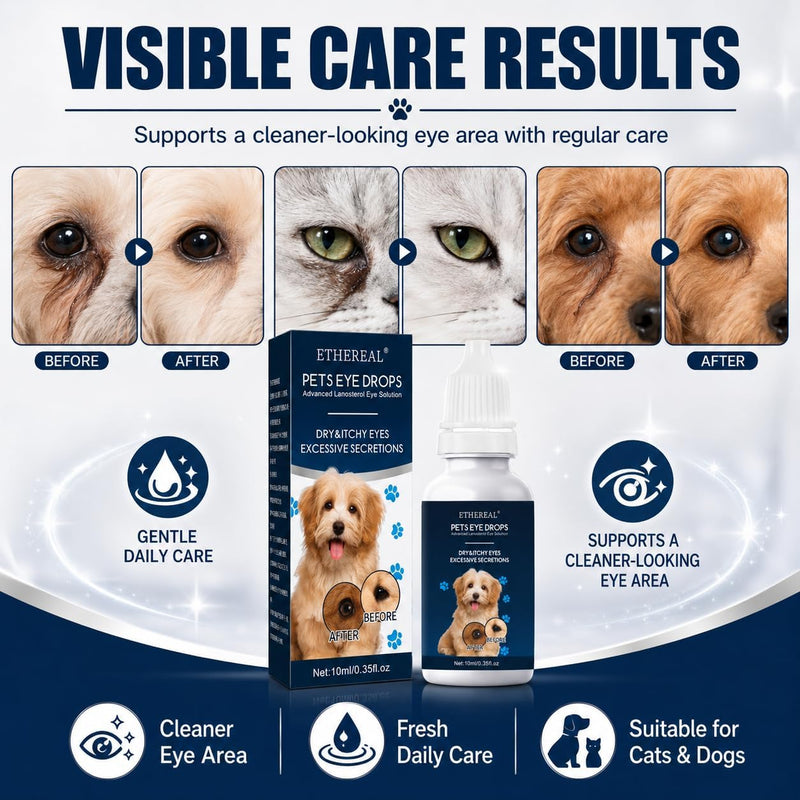 Cataract Drops for Dogs, Dog Eye Drops, Effective Dog Eye Infection Treatment Dog Eye Cleaner Cataract Eye Drops, Improve Vision Clarity, Relieve Red Eyes & Allergy Symptoms(2 x 10 mL)