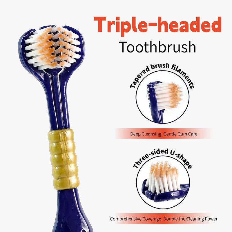 9 Pcs Pets Toothbrush Set,Tongue Brush, Silicone Puppy Tooth Brush,Triple Headed Dog Toothbrushes,Interdental Brushes,Removing Tartar and Freshening Breath, Dogs, Cats and Other Pets.