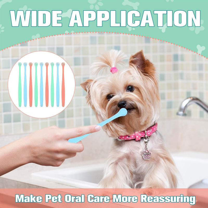 Pack of 9 Dog Toothbrushes, Small Soft Dog Toothbrush, Round Head, Cat Toothbrush, Soft Toothbrush, 360 Degrees, Reusable, Mini, Portable, for Sensitive Gums of Pets