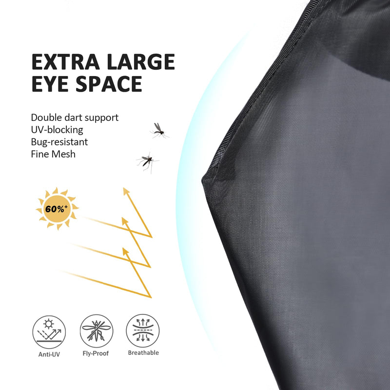 Harrison Howard Horse Fly Mask with Ears & Long Nose Cover, UV Protection, Fine Mesh Fly Mask for Horses, Large Eye Space & Soft Fleece Edging for Turnout & Grazing Orange/Black M