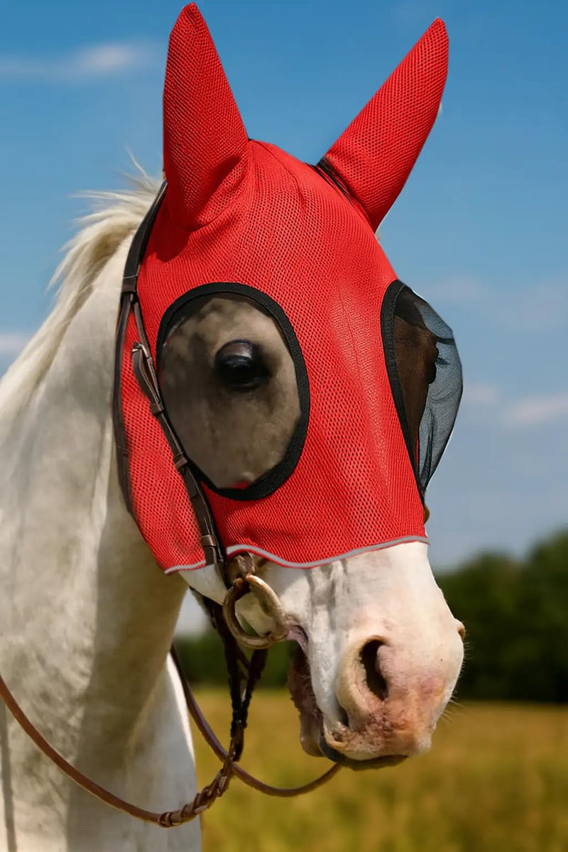 Elastic Fit Horse Fly Face Mask UV Protection Soft Skin Breathable Soft Mix Full Size