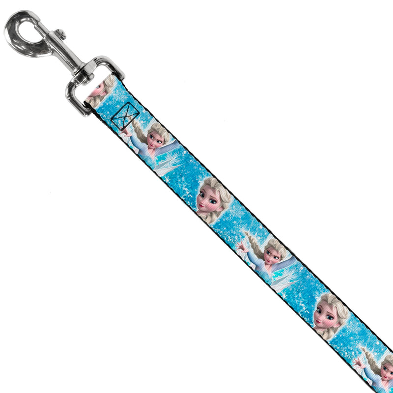 Buckle-Down Pet Leash - Frozen Elsa Face/Action Pose/Snowflakes Blues/White - 6 Feet Long - 1.5" Wide - PawsPlanet Australia