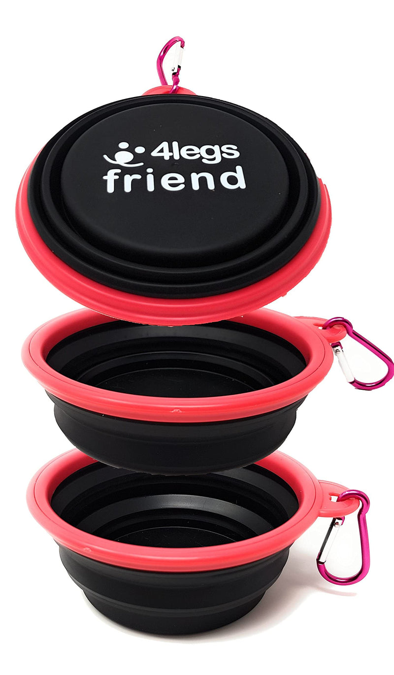 4LegsFriend Pet Bowls with Carabiner Clips | BPA Free Food Grade Silicon for Dog and Cat Expandable Travel Bowls Comes in 2 Sizes | Pop Out Dog Bowls Small Yellow + Black - PawsPlanet Australia