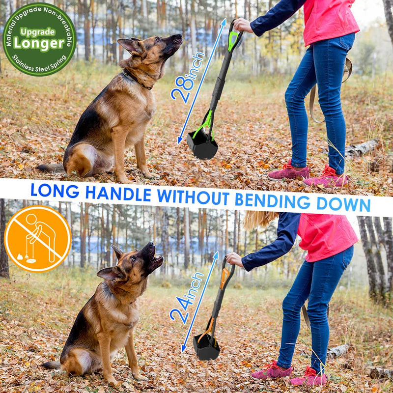 TIMINGILA Pooper Scooper 28" Long Handle Portable Pet Poop Scooper for Large and Small Dogs,High Strength Material and Durable Spring,Great for Lawns, Grass, Dirt, Gravel 28" Green