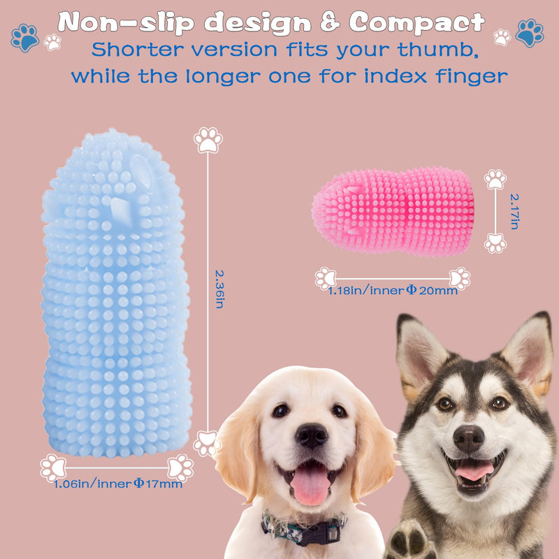 Dog Finger Toothbrush, 4 Pack Heavy Duty Dog Tooth Brushing Kit Soft Silicone Finger Toothbrush for Dogs, Cats (Blue and Pink) (4 Pack) - PawsPlanet Australia