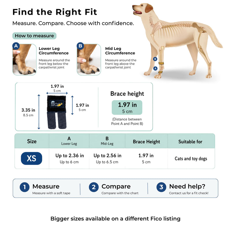 Front Leg Brace for Cats & Toy Dogs – Lightweight Carpal Support for Injury Recovery, Joint Pain & Post-Surgery Healing – Soft, Adjustable Wrap – Vet Approved, Skin Friendly