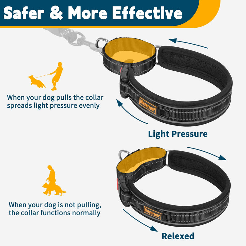 Mayerzon Martingale Collar for Medium Large Dogs, No Pull Dog Collar with Buckle, Soft Padded Reflective Martingale Dog Collar for Training Walking Outdoor(Black, L) Black L(Neck: 18-19.75") - PawsPlanet Australia