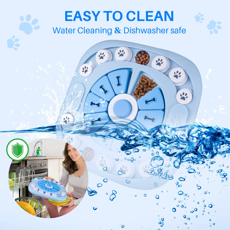 Puzzle Feeder Dog Toy for Large Medium Dogs, Mentally Stimulating Toys, Treat Dispensing Dog Toys, Enrichment for Smart Dogs, Pet Toy, Blue, 11.8X11.8X1.38inch Level 3-Blue - PawsPlanet Australia