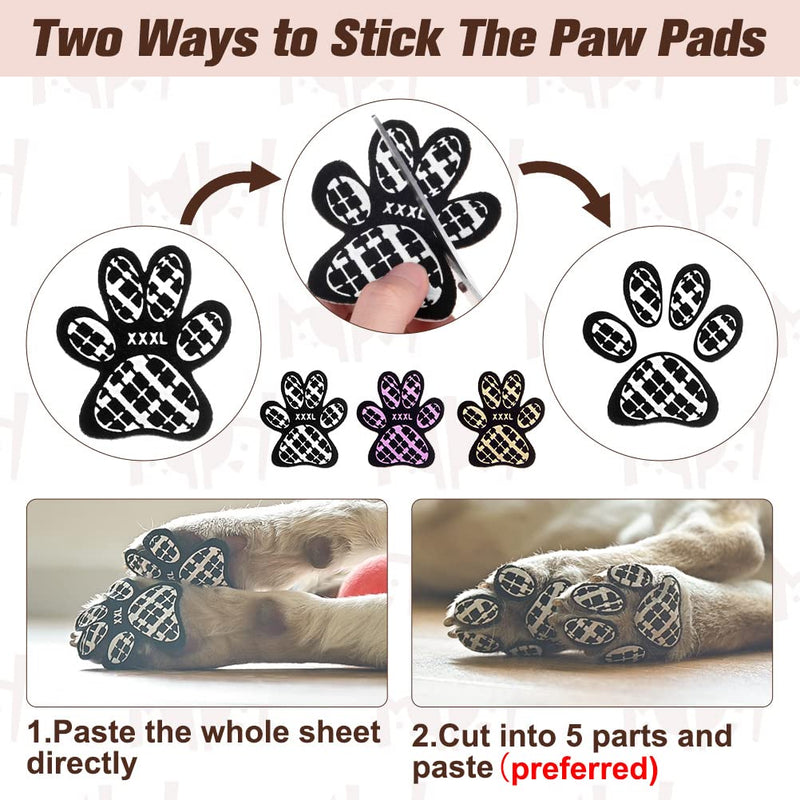 BEAUTYZOO Dog Paw Protectors Grip Pads Anti-Slip Traction for Small Medium Large Dogs on Hardwood Floors Hot Pavement, Dog Grip for Senior Dogs Injury Protection for Paws 6 Sets 24 Pads XXXL (L 3.38in x W 3.07in) - PawsPlanet Australia