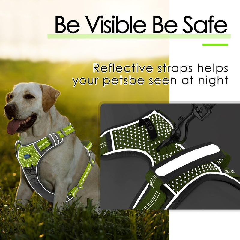 ThinkPet No Pull Harness Breathable Sport Harness with Handle-Dog Harnesses Reflective Adjustable for Medium Large Dogs,Back/Front Clip for Easy Control S Bright Green Star Green - PawsPlanet Australia