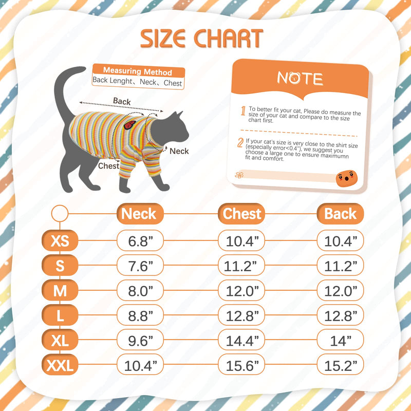 DENTRUN Hairless Cats Shirt Breathable Cat Daily Wear Clothes Stripe Vest Adorable Pajamas Jumpsuit Soft & Skin-Friendly XX-Large Yellow - PawsPlanet Australia