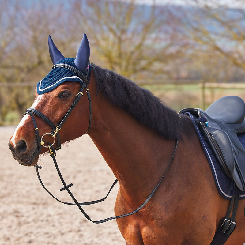 Zurich Noise Cancelling Crochet-Pattern Horse Ear Net - Dark Navy - Horse - PawsPlanet Australia