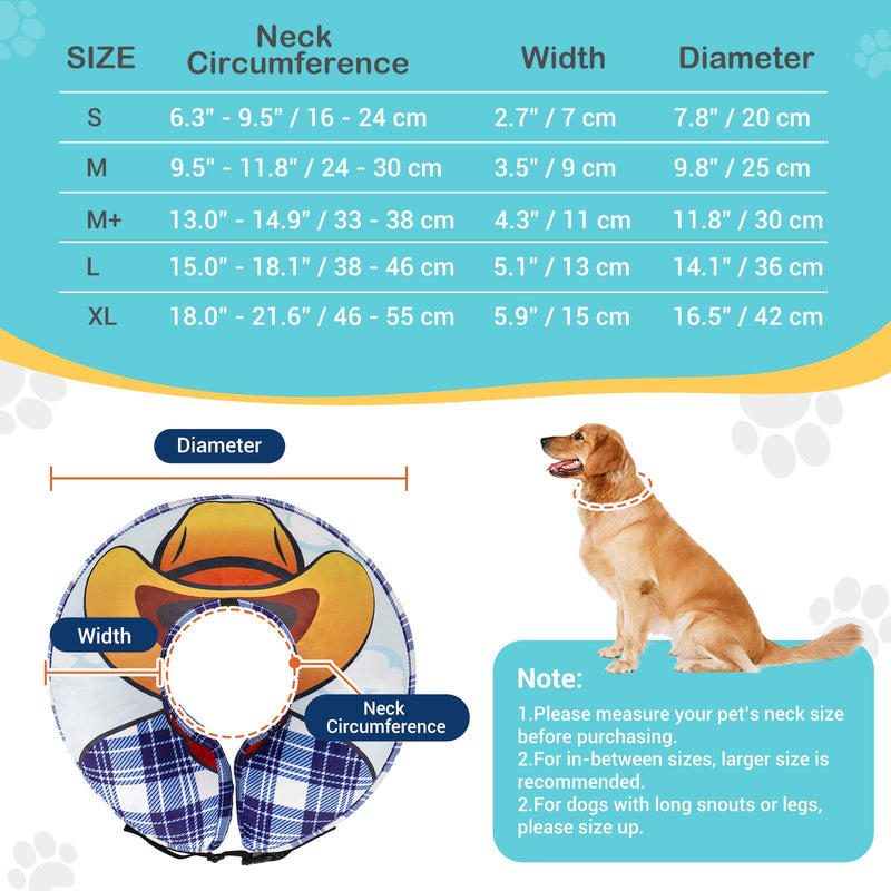 Avont Inflatable Dog Cone Collar After Surgery, Soft Dog Donut Collar to Stop Licking, E Collar Cone Alternative for Small Medium Large Dogs -Cowboy(L) Cowboy - PawsPlanet Australia