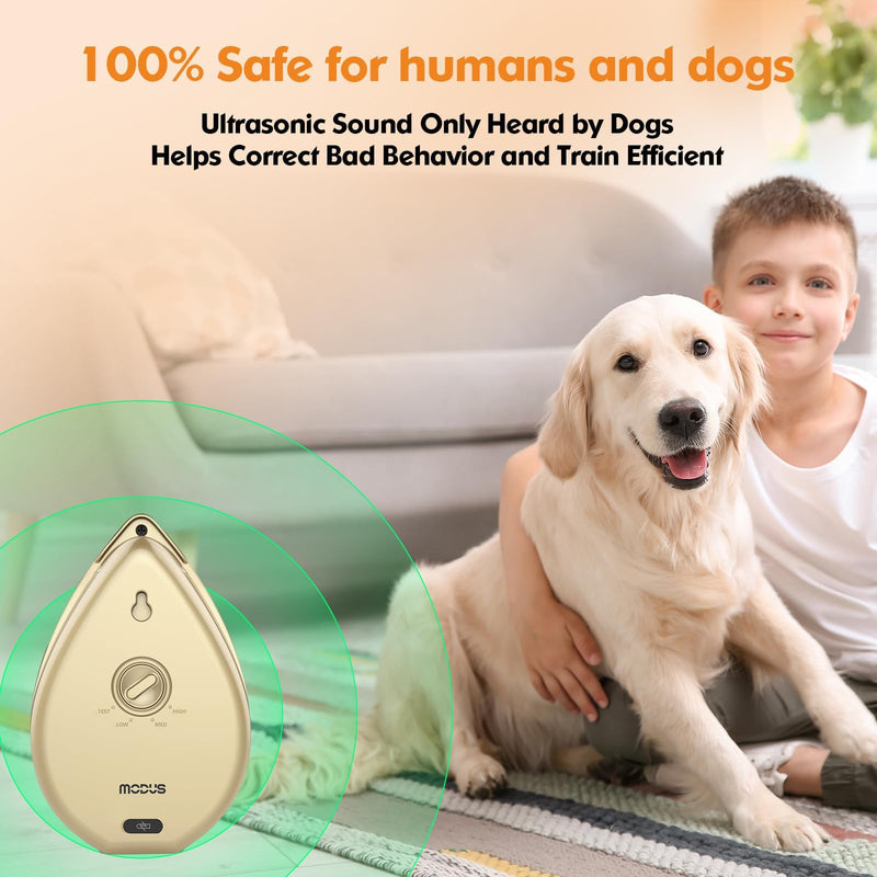 Anti Barking Device for Dogs Bark Box, Rechargeable Ultrasonic Barking Deterrent Devices with 3 Modes/Irregular Ultrasound Frequency/Automatically Electronic Dog Whistle Neighbors Dog Silencer(Gold) Gold Anti Barking Device