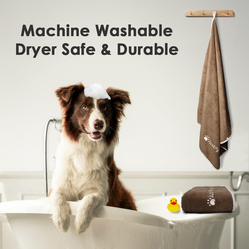 Dog Towel - Absorbent Soft Microfiber Towels for Drying Dogs Extra Large, Large, Medium, Small - Pet Bath, Grooming Towels - Adjustable Snaps (Brown, 56"x28") Large 56"x28" Brown - PawsPlanet Australia