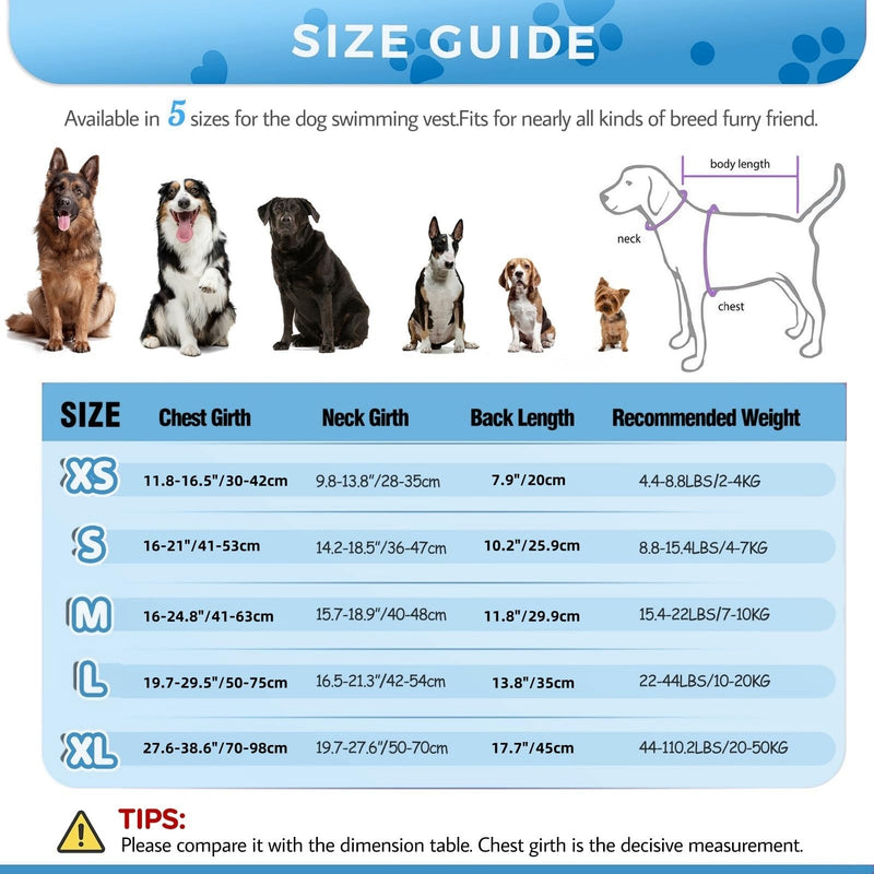 Dog Life Jacket Small, Reflective Dog Life Vest for Swimming Boating, Dog Swim Vest with Superior Buoyancy & Rescue Handle, Adjustable Dog lifejacket for Small Dogs (Blue,XS) X-Small (Chest Girth:11.8-16.5'') Turquoise & Blue - PawsPlanet Australia