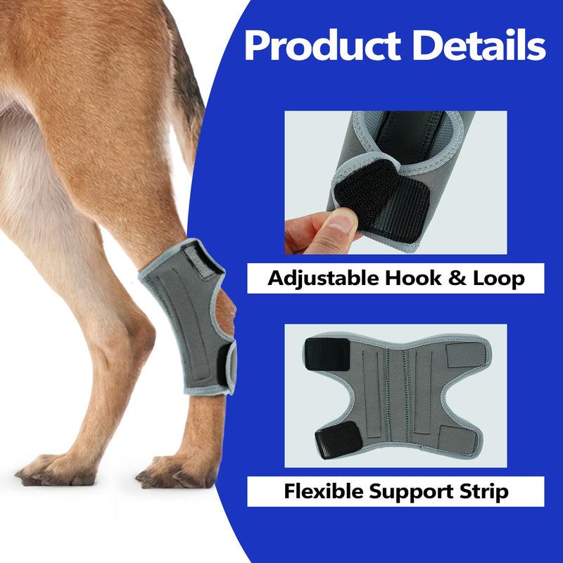 1 Pcs Dog Leg Braces, Hock Joint Brace with Two Support Strips, Dog Joint Wound Protector for ACL CCL Joint Injury, Grey M 1Pcs-Grey Medium