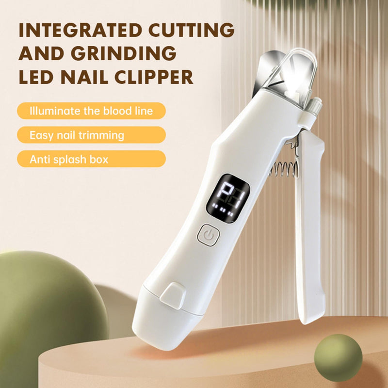 pet nail clippers and electric nail file with LED light, nail file and nail grinder, suitable for dogs and cats, white. - PawsPlanet Australia