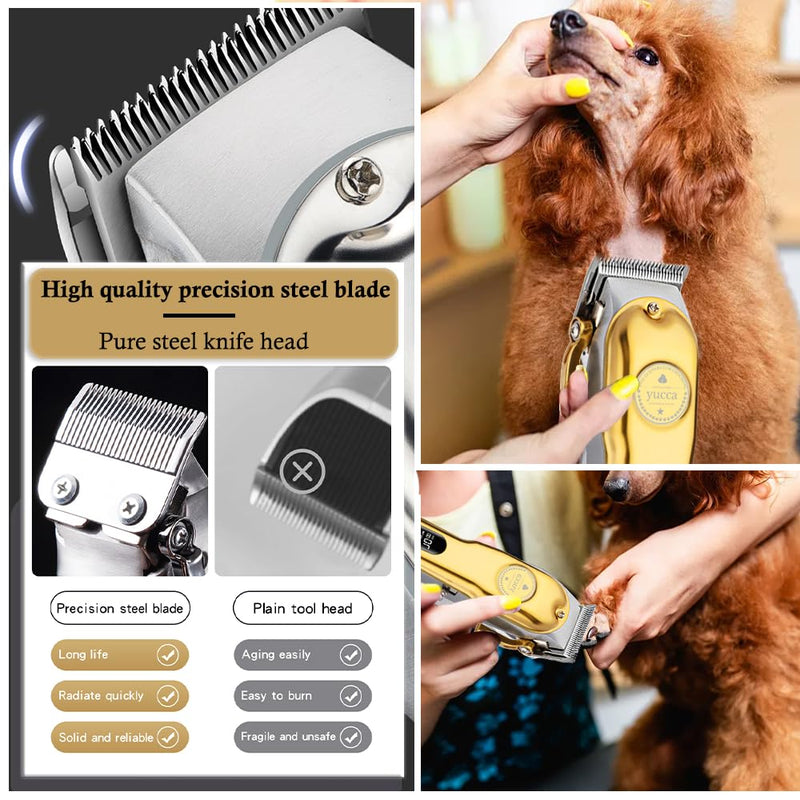 yucca Dog Grooming Clippers for Thick Heavy Coats, Cordless Animal Clippers Professional, Rechargeable Low Noise Clippers, Thick Fur Clippers with Metal Blade for Pets Dogs Cats DGC-1 - PawsPlanet Australia