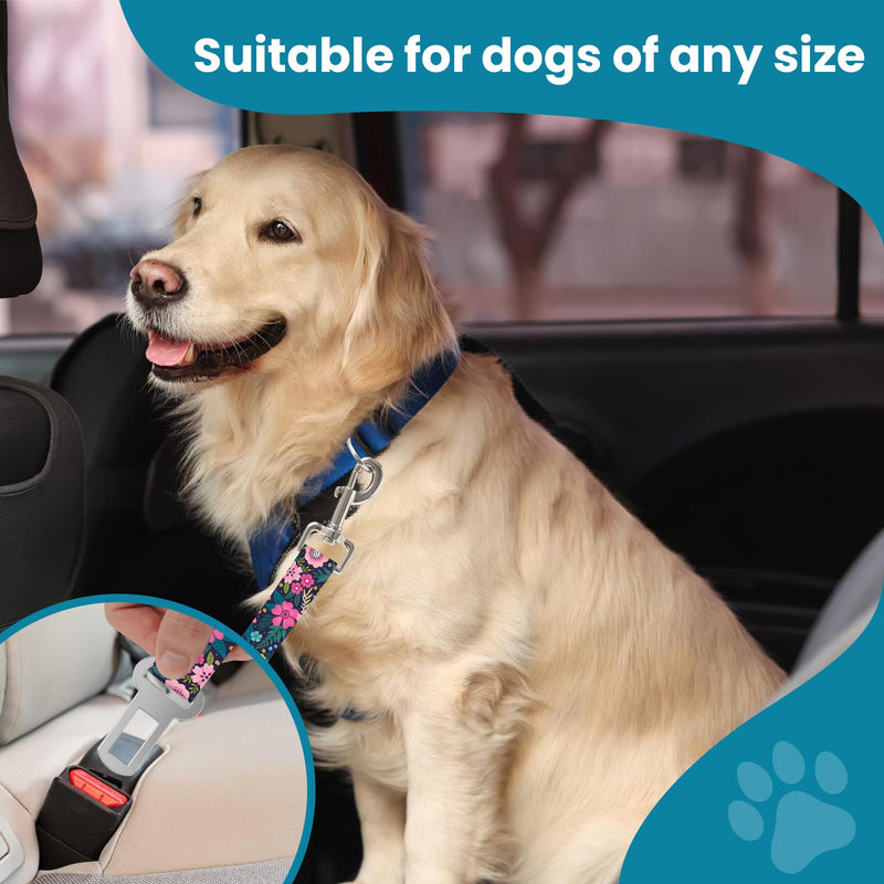 Adjustable pet cat and Dog car seat Belt，The Lanyard is Flexible and Adjustable from 20 to 33 inches (Floral) floral - PawsPlanet Australia